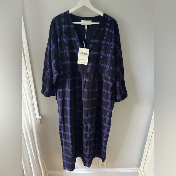 Mara Hoffman Aviva Dress in Black with Purple Embroidery - Picture 2 of 6